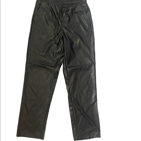 NIA Vegan Leather Baggy Drawstring Jogger Pants Black NWT Size XS - Picture 7 of 13